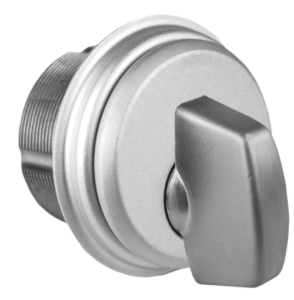 Commercial thumbturn cylinder used for interior lock control on office and storefront exit doors.