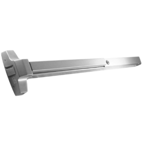 Surface-mounted panic bar exit device used on commercial emergency doors and egress exits.