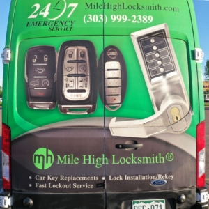 Mile High Locksmith® mobile service van providing emergency, residential, and automotive locksmith services in Lakewood, CO.