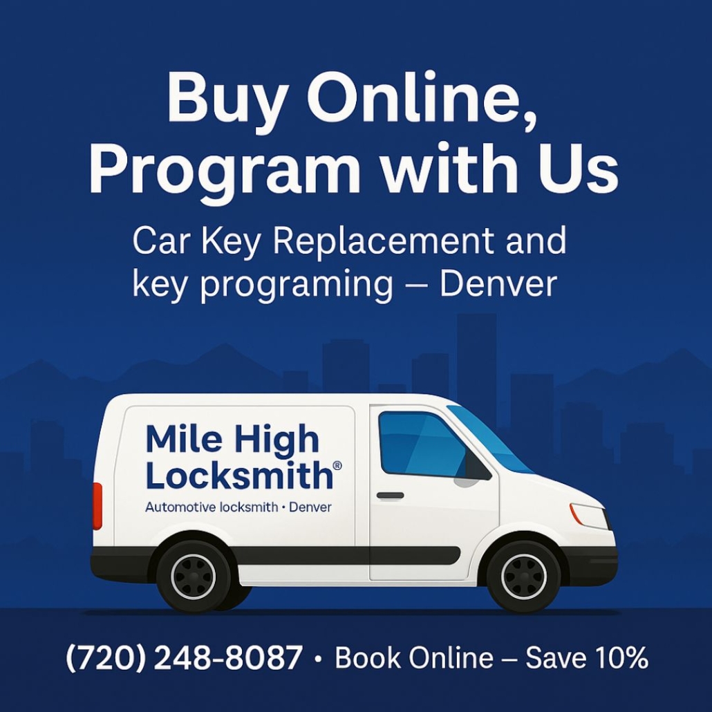 Mile High Locksmith® service van providing on‑site Car Key Replacement and key programing in Denver.